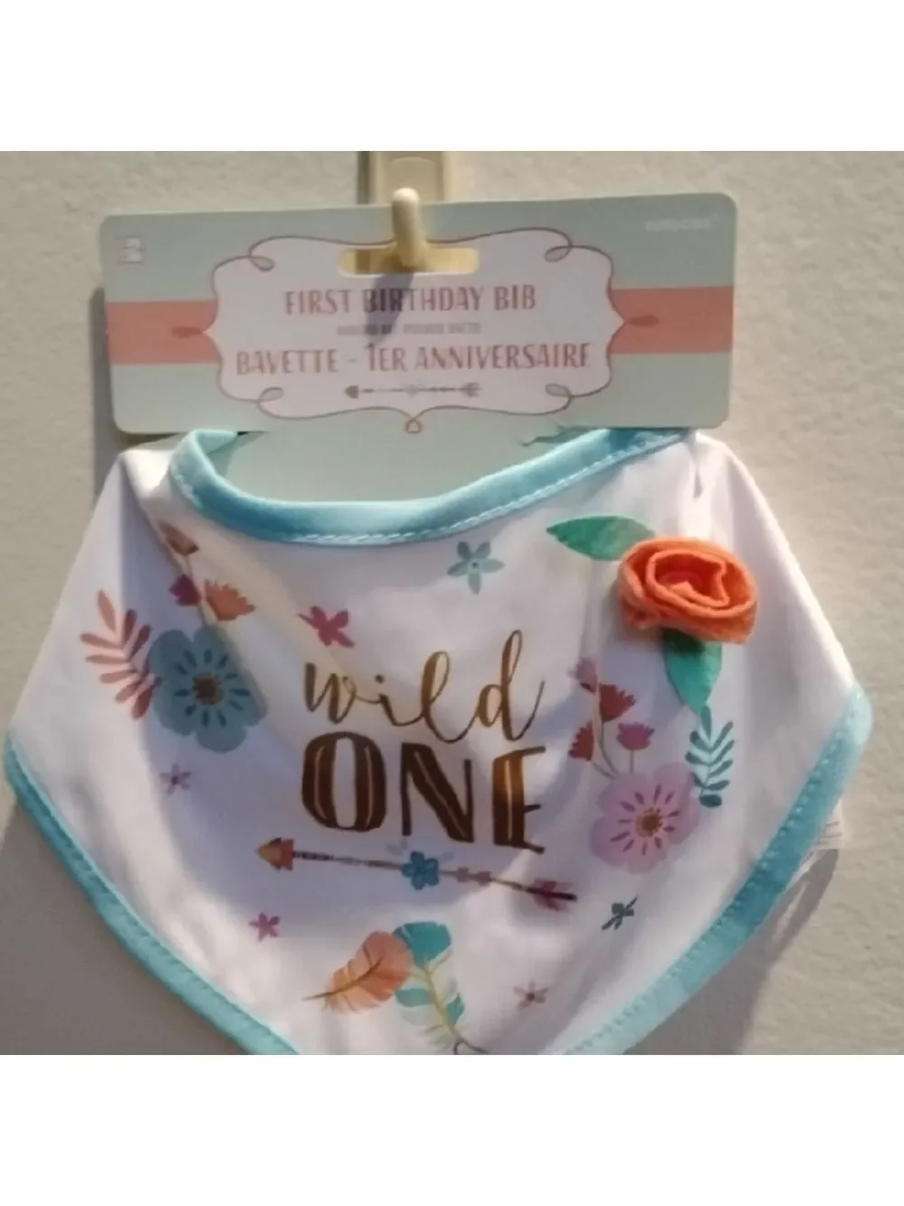D- NWT Wild One First Birthday Bib - Multicolor